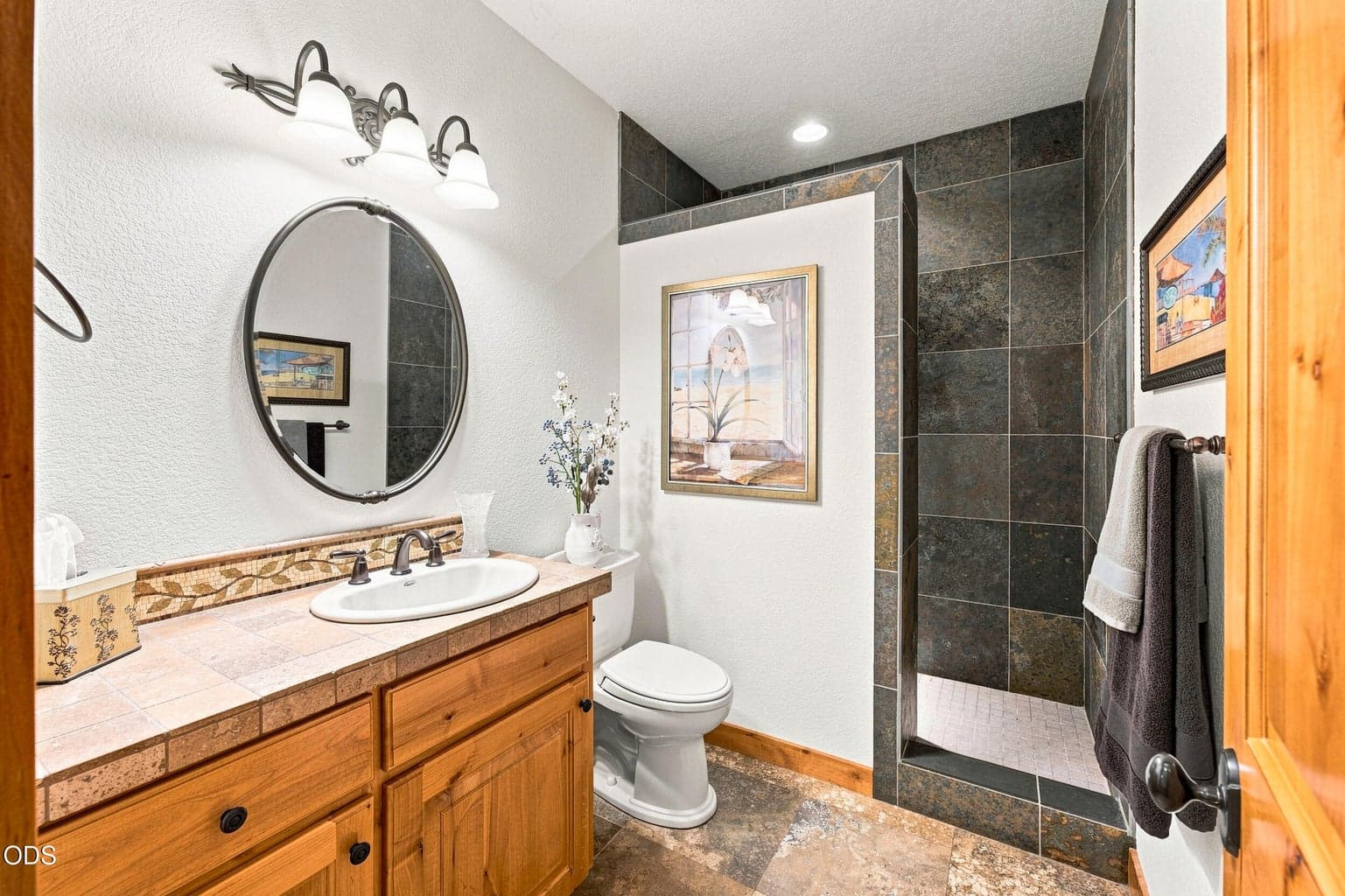 Guest Bath with Tiled Walk in Shower