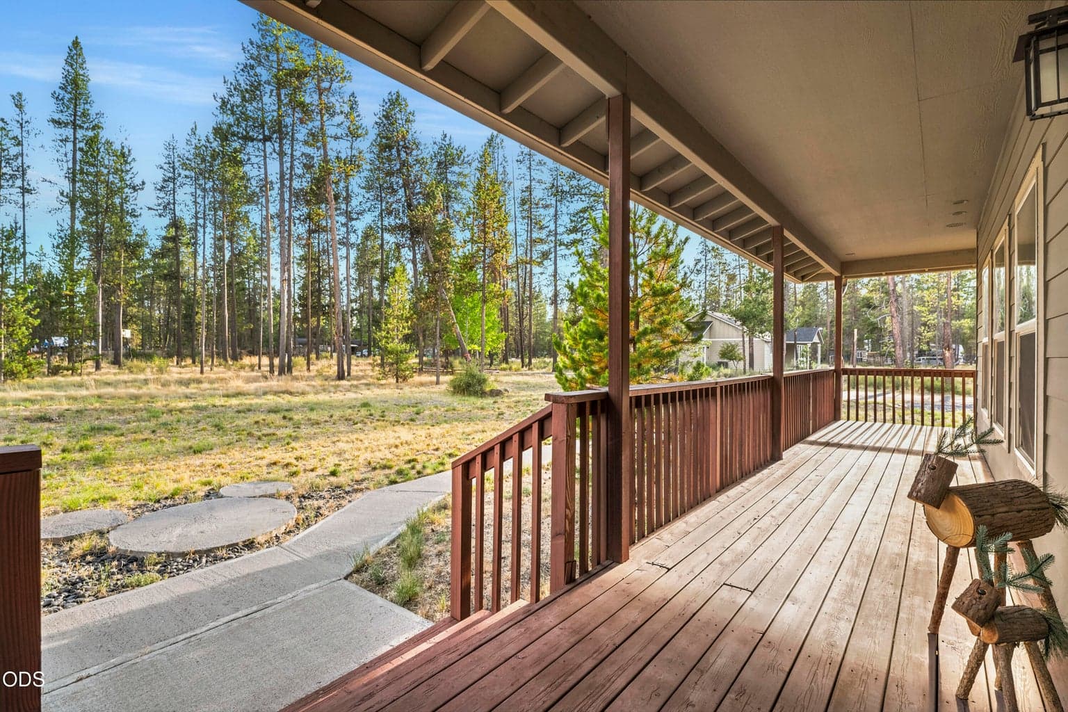 Dreaming of sitting on the front cedar deck that is part of the wrap around covered porch? Eve outlets allow for easy lights and seasonal displays!