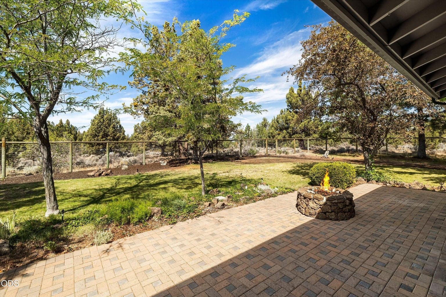 The property around the home is fenced.