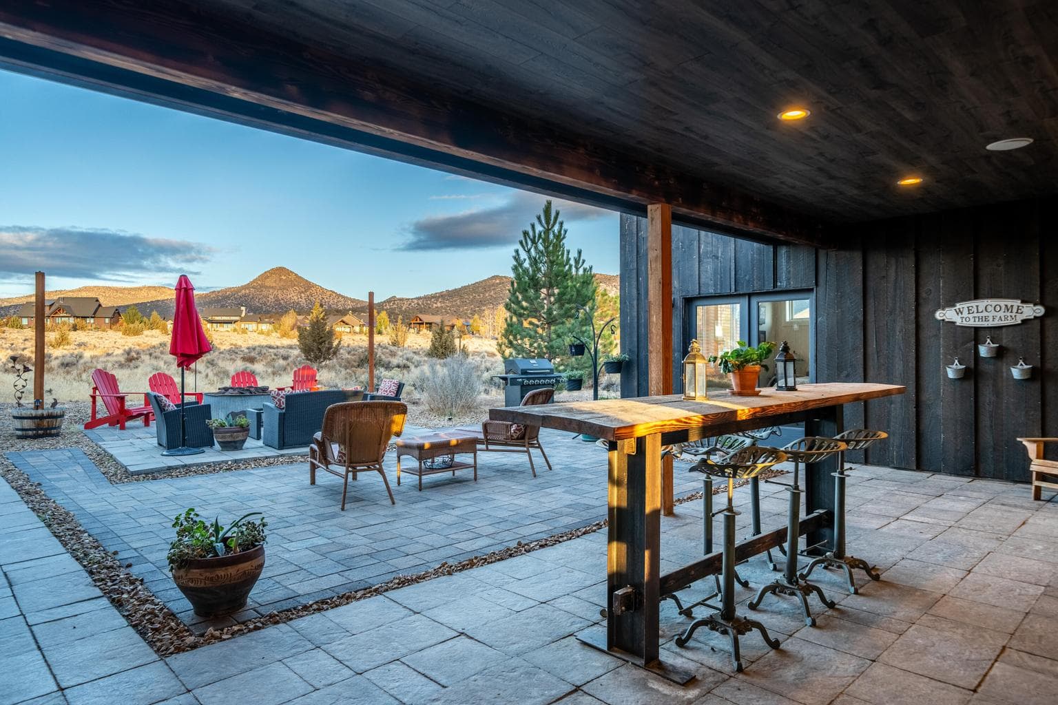 covered porch with exterior speakers with blue-tooth connectvity
