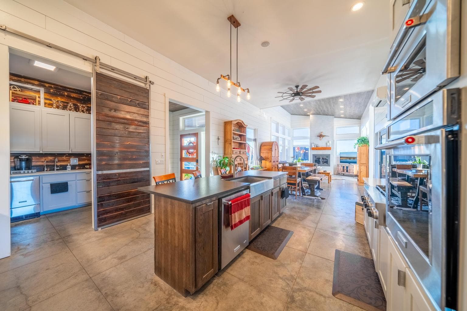 Kitchen flows to large butlers pantry