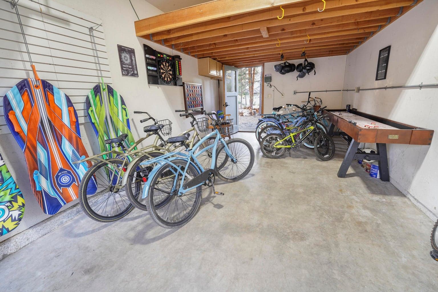 Garage with Cruiser Bikes & Shuffleboard