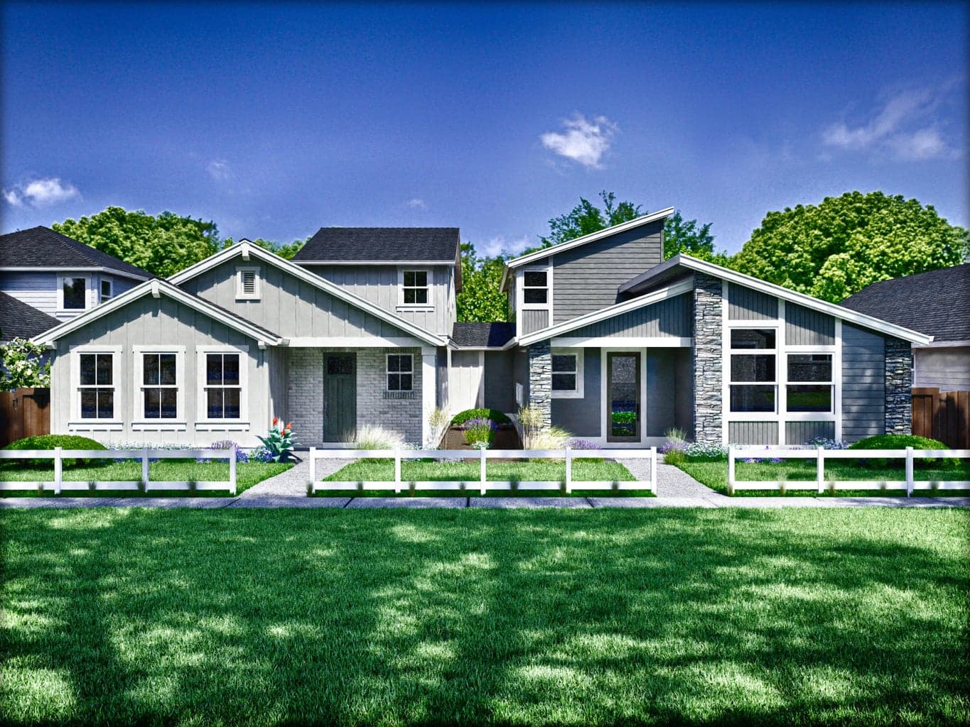 This townhome unit is the elevation on the right (modern).