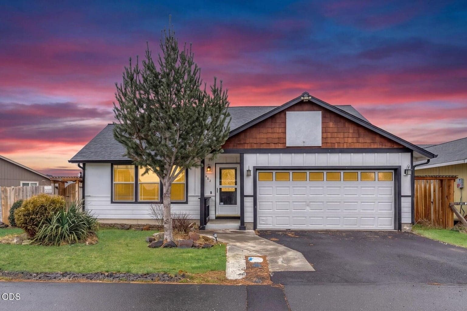 Digitally Rendered Sunset view of the front of the home