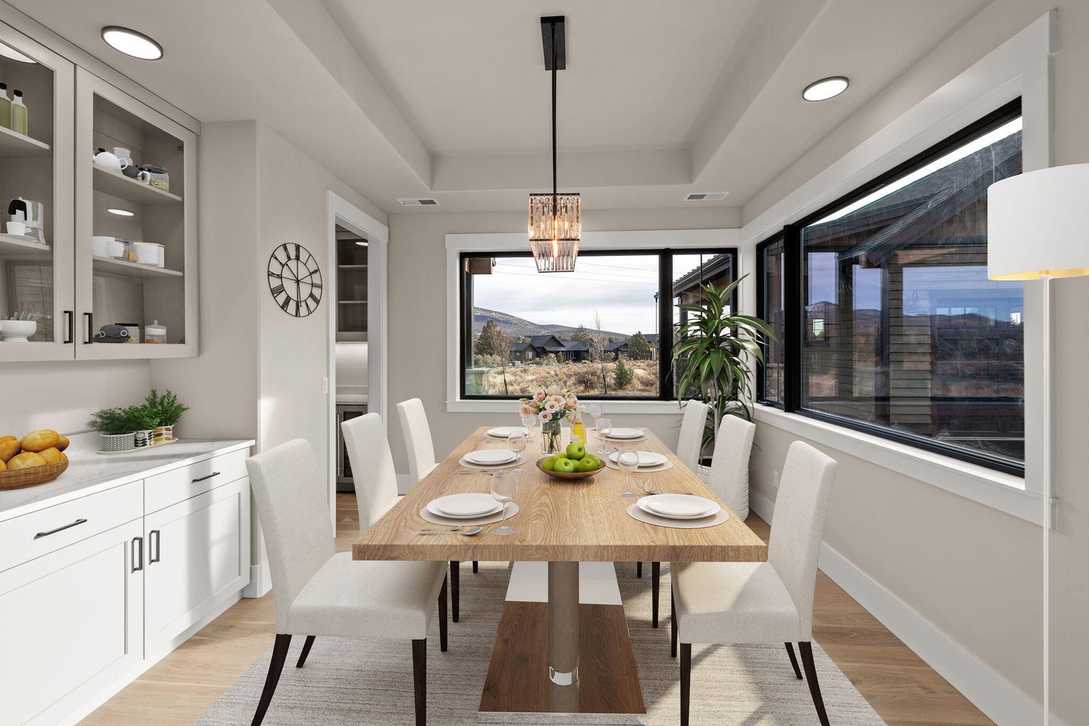 Virtually staged dining room