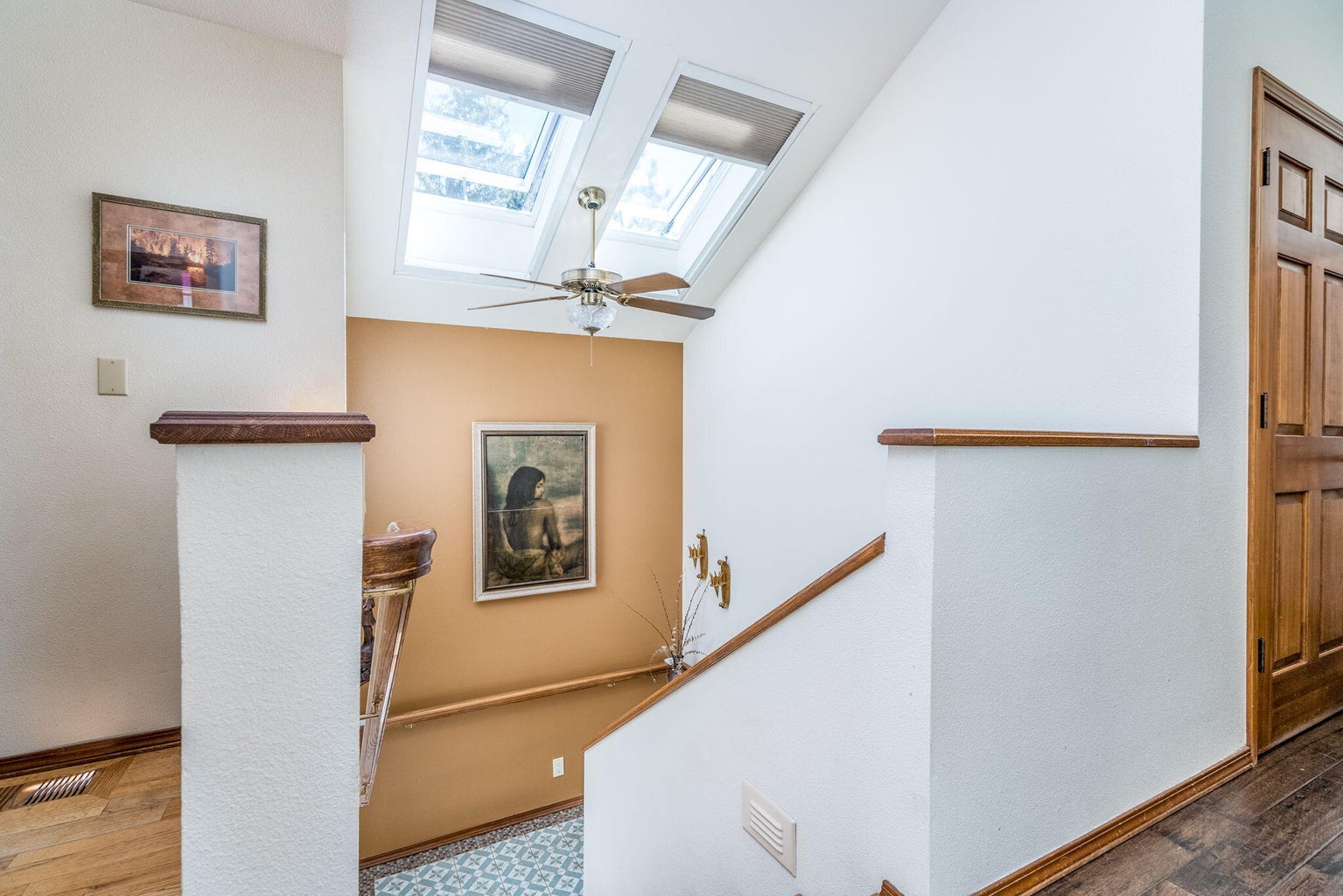 Solar-powered skylights with remote-controlled blinds
