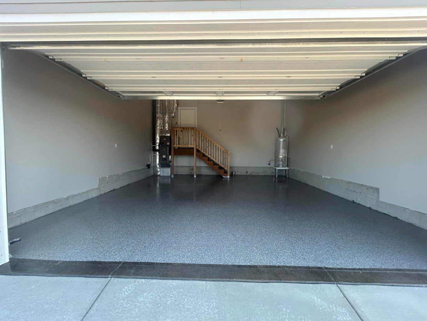 Epoxied garage floor and fully finished