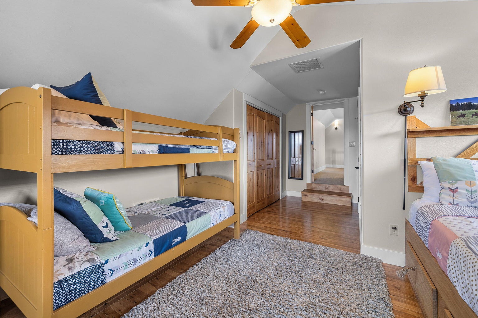 Sleeps 6 and has it's own full bathroom. Extra nooks for toys, reading or dressers.