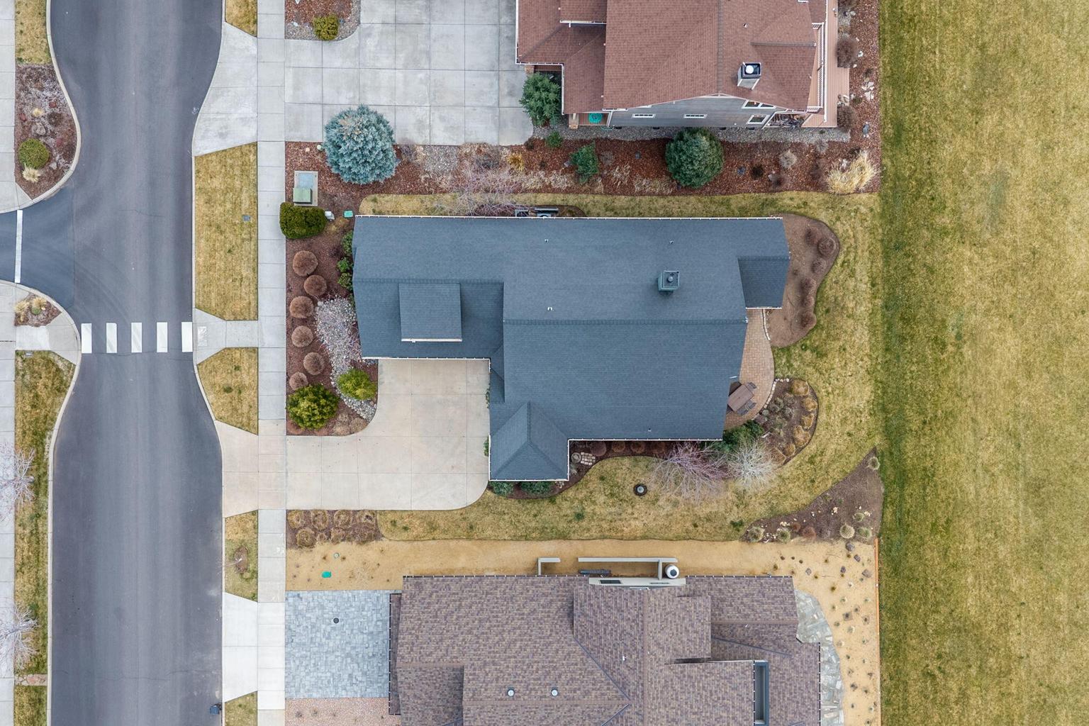 Directly overhead - it's a large .20 acre lot.
