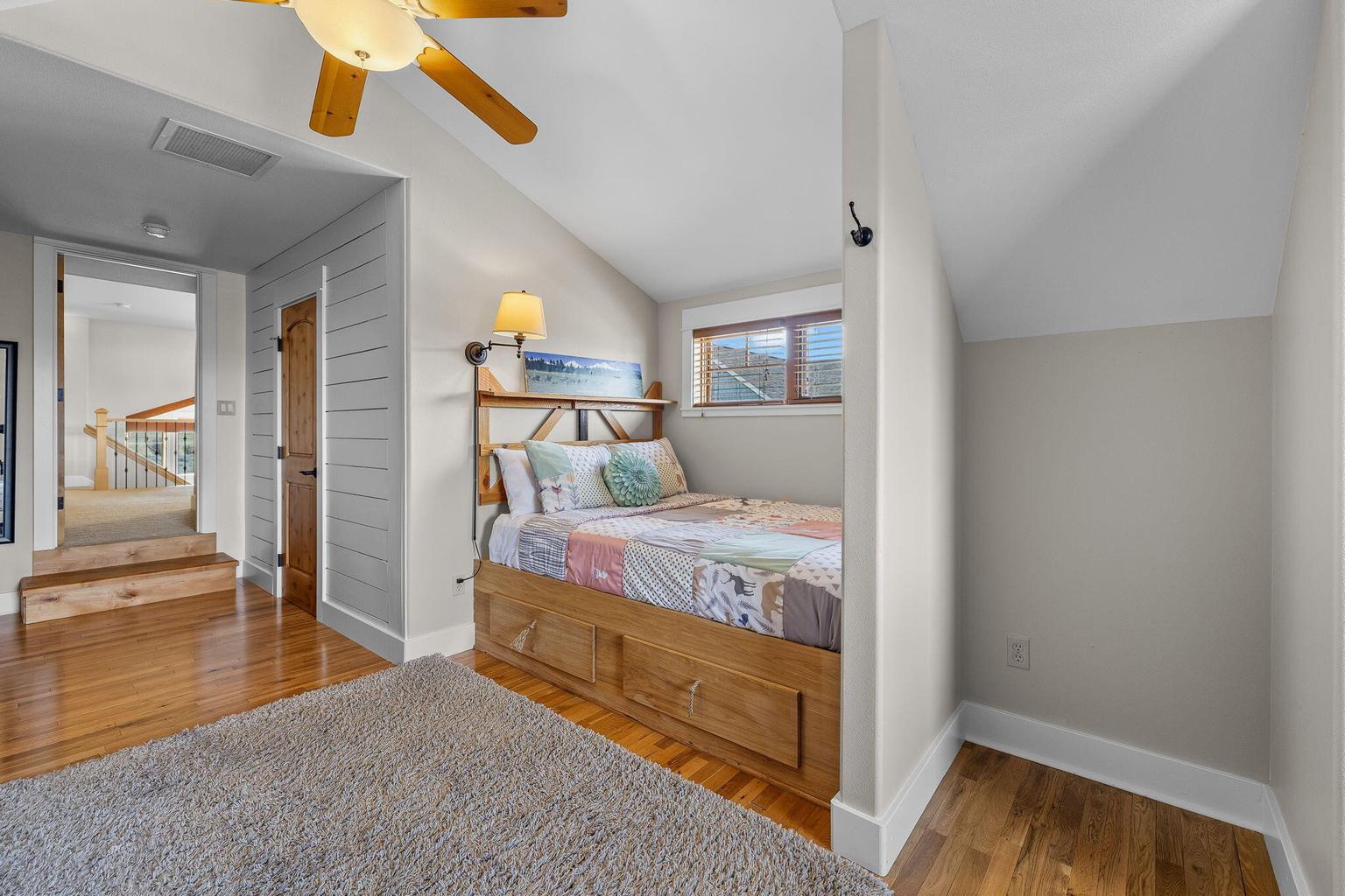 Cozy build-in bed and room for a dresser - or hide and seek!