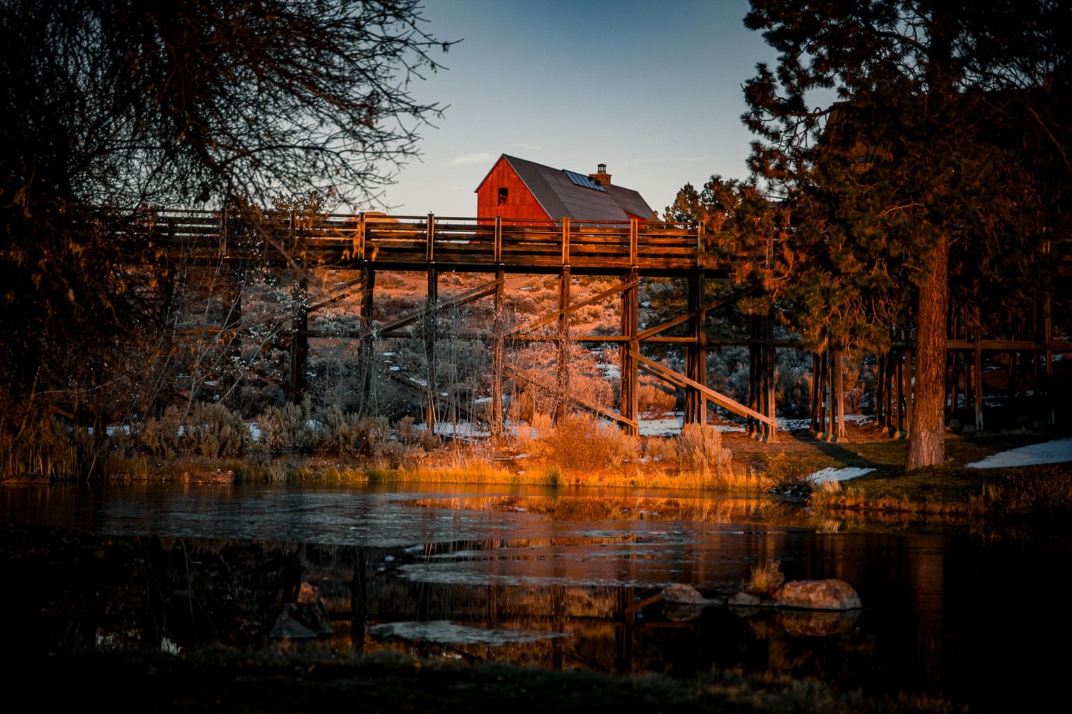 The "Barn" and "Wooden Trestle"