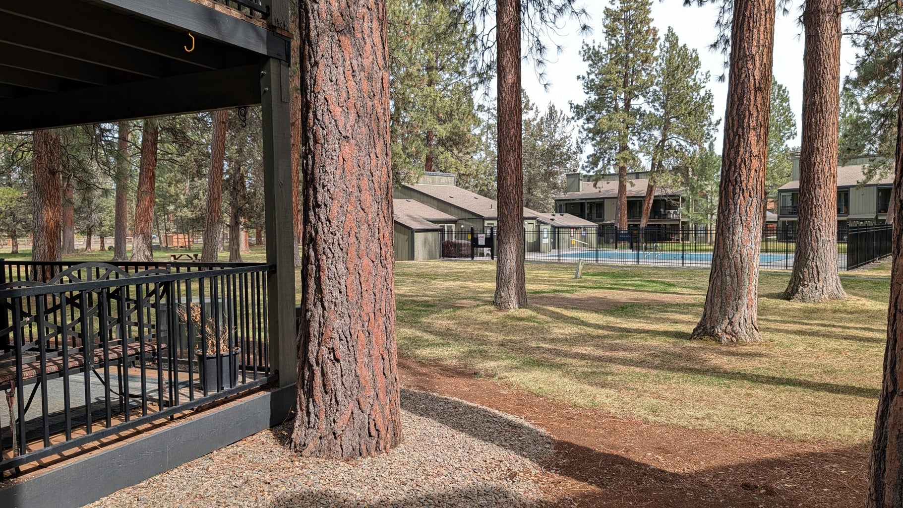 View from the Main Level Corner Unit with Covered Fenced Deck