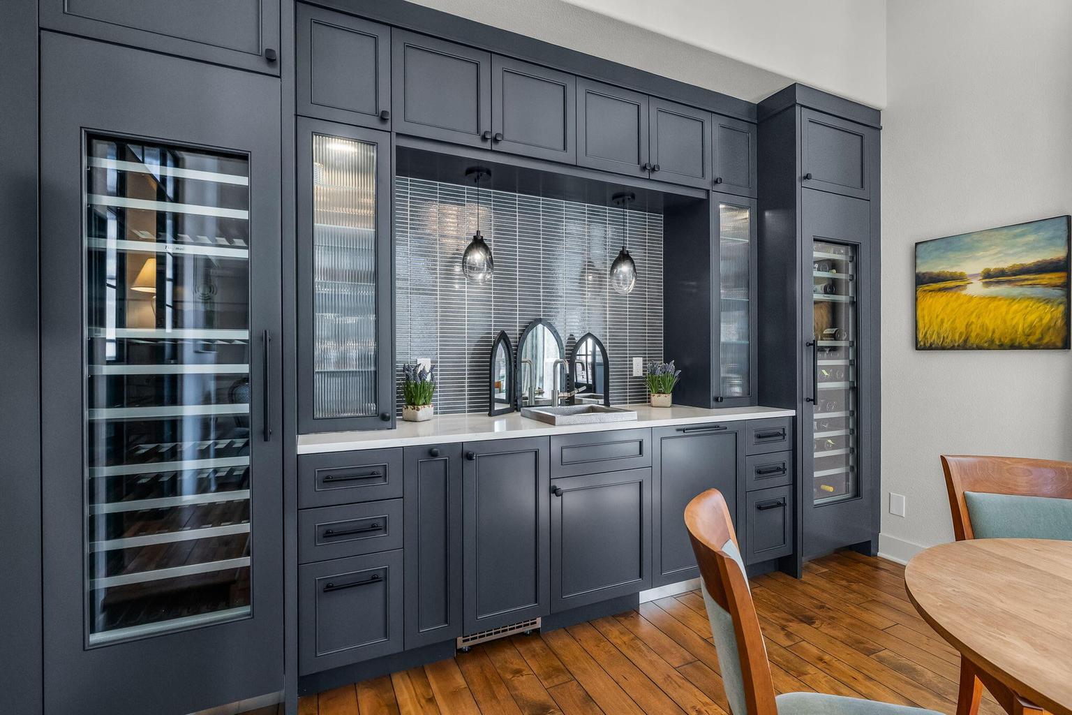 Wine/Game room features, wine cooler/storage, pebble ice-machine and dishwasher