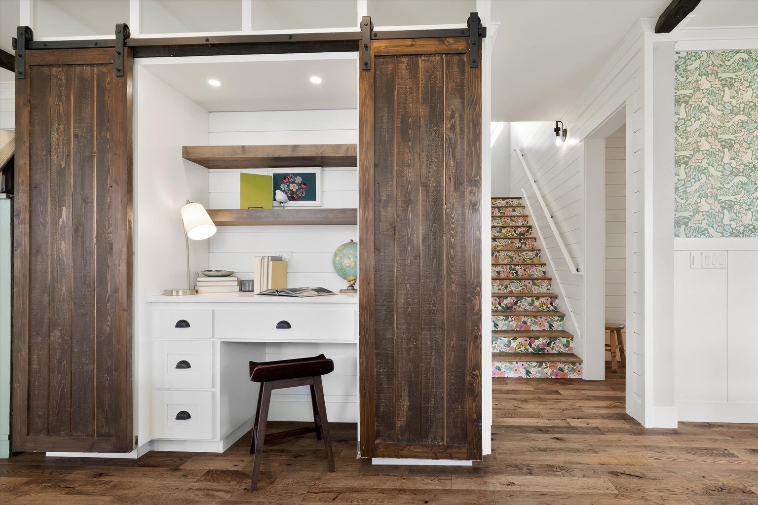 Built-in Desk With Barn Doors