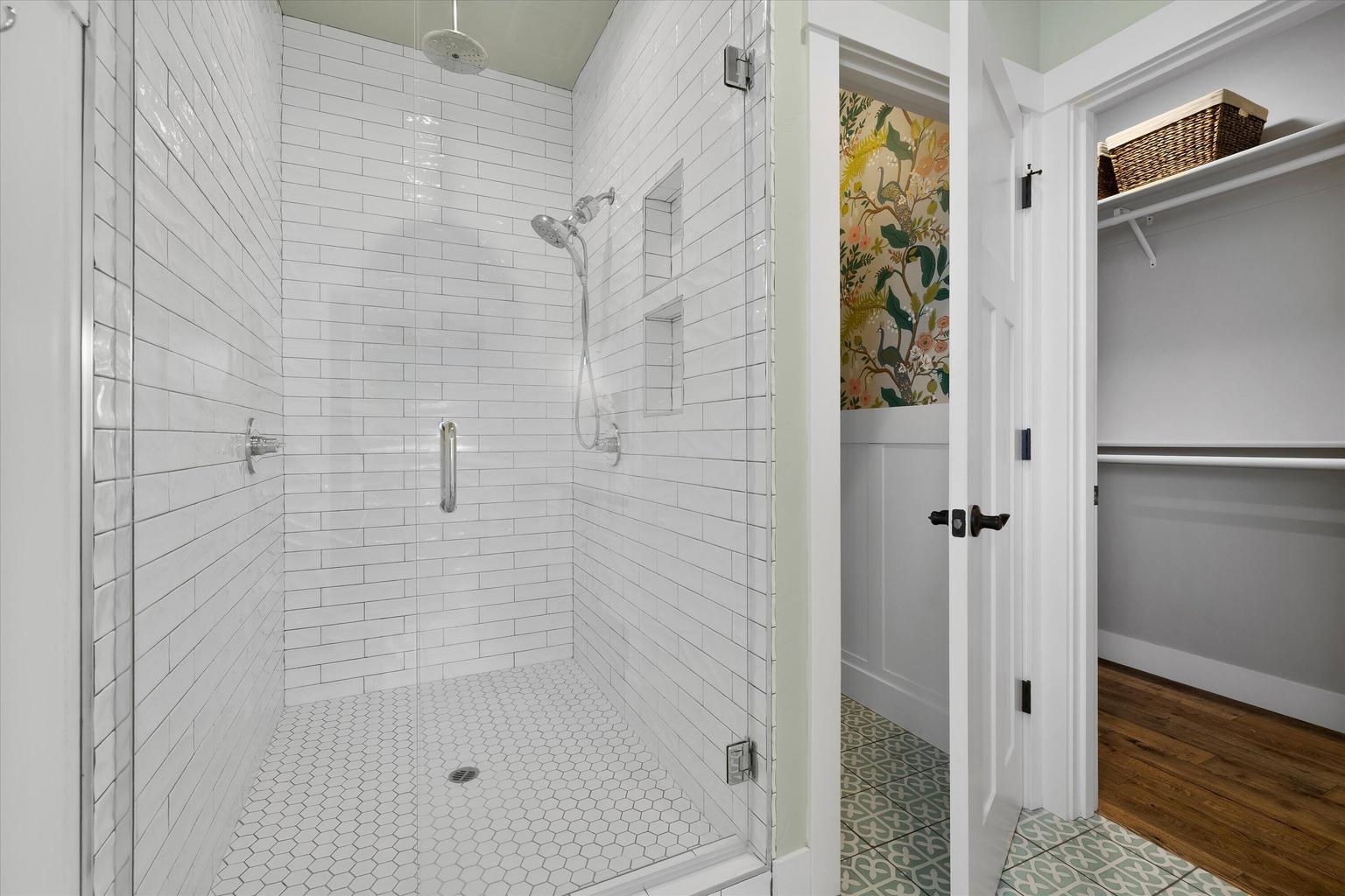 Tile Floor to Ceiling Shower