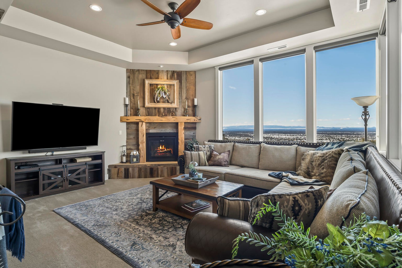 Cozy TV Room with Fireplace.