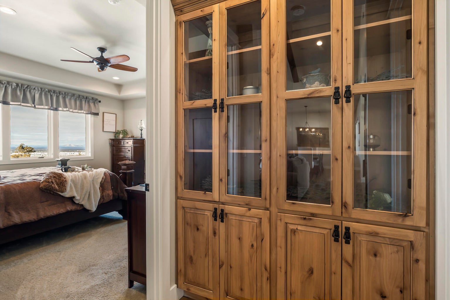 Custom built-in wood storage cabinet.
