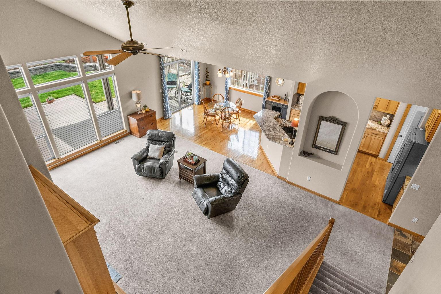 Looking down from the upper floor