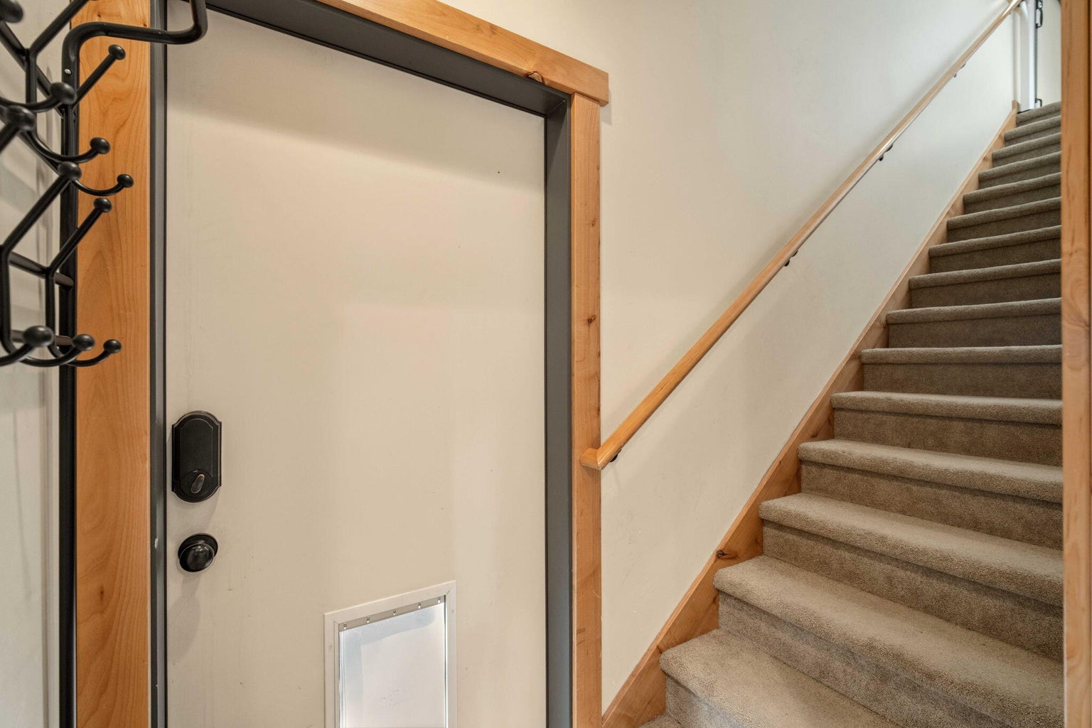 Exterior entry with locking system to upstairs