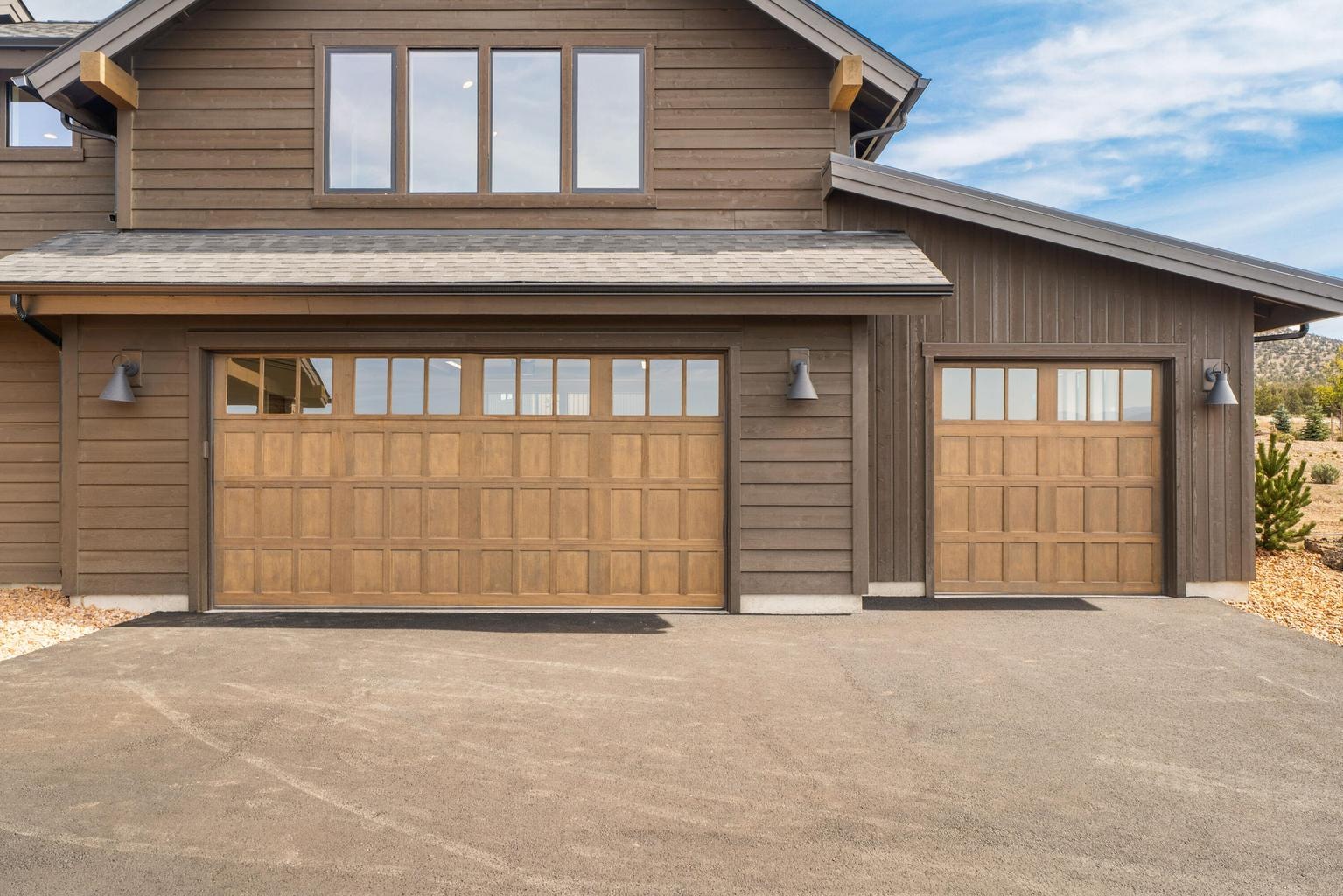 Natural stain matches the home and features to the high desert around