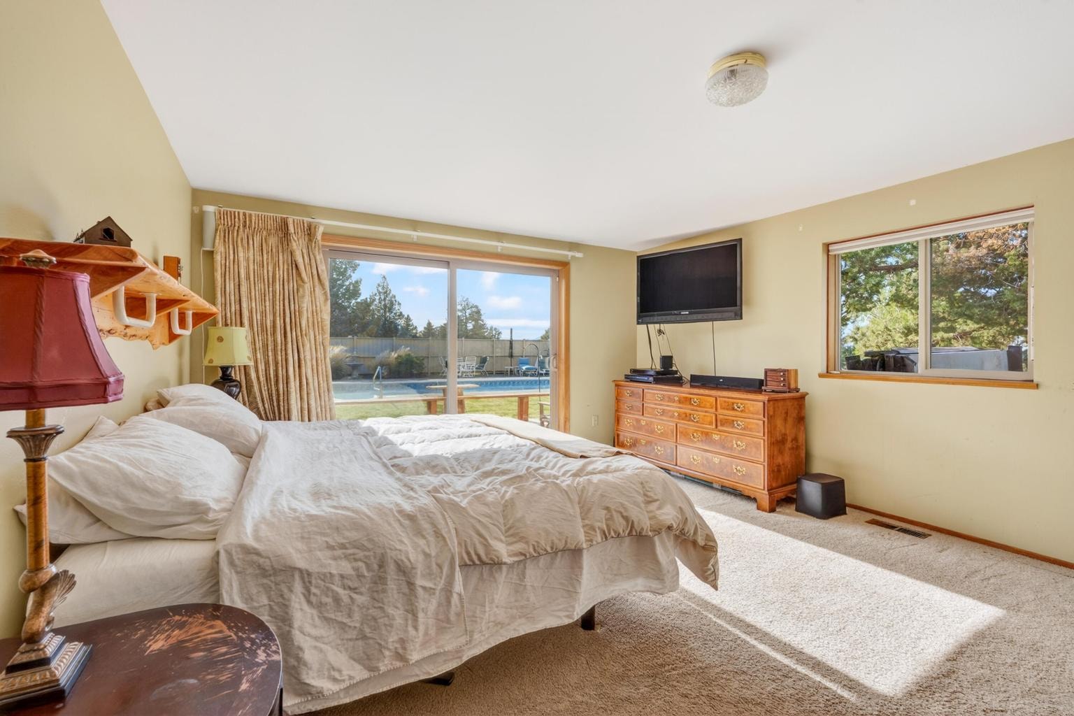 Views of Black Butte and the pool from the sliding glass door.