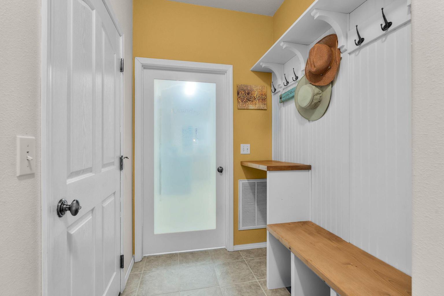 Mudroom space off garage