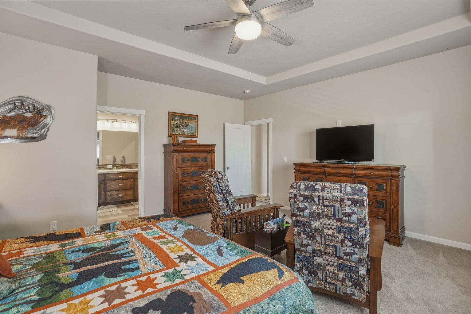 Primary suite with double vanity, shower and walk-in closet