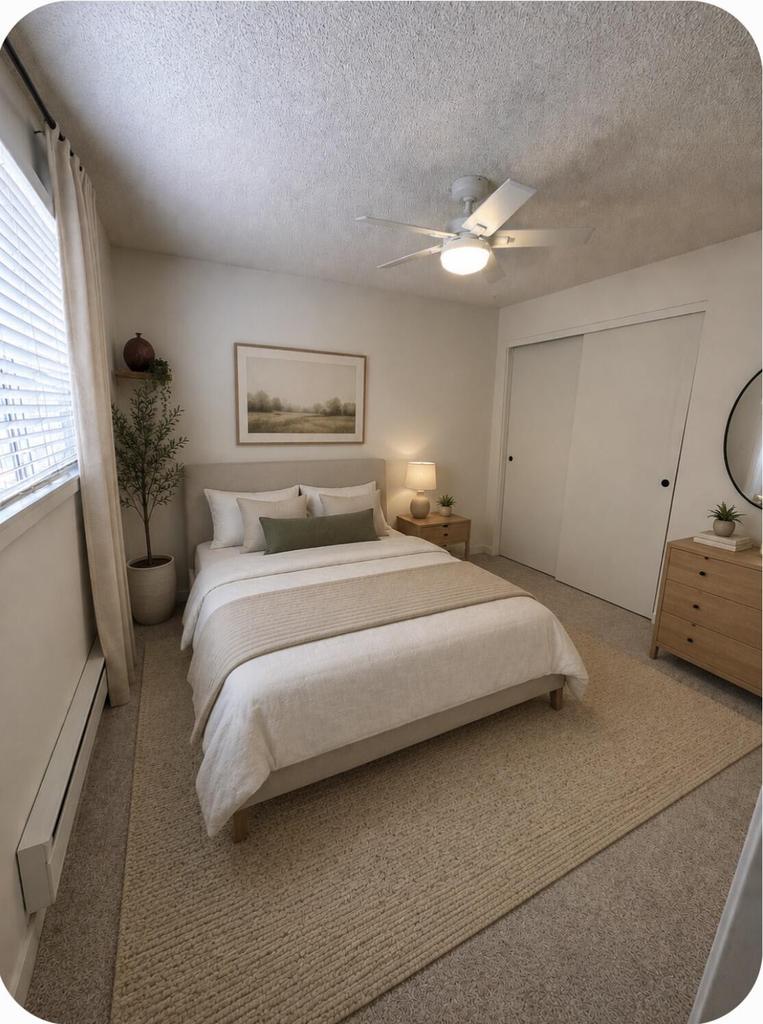 Virtually staged primary bedroom