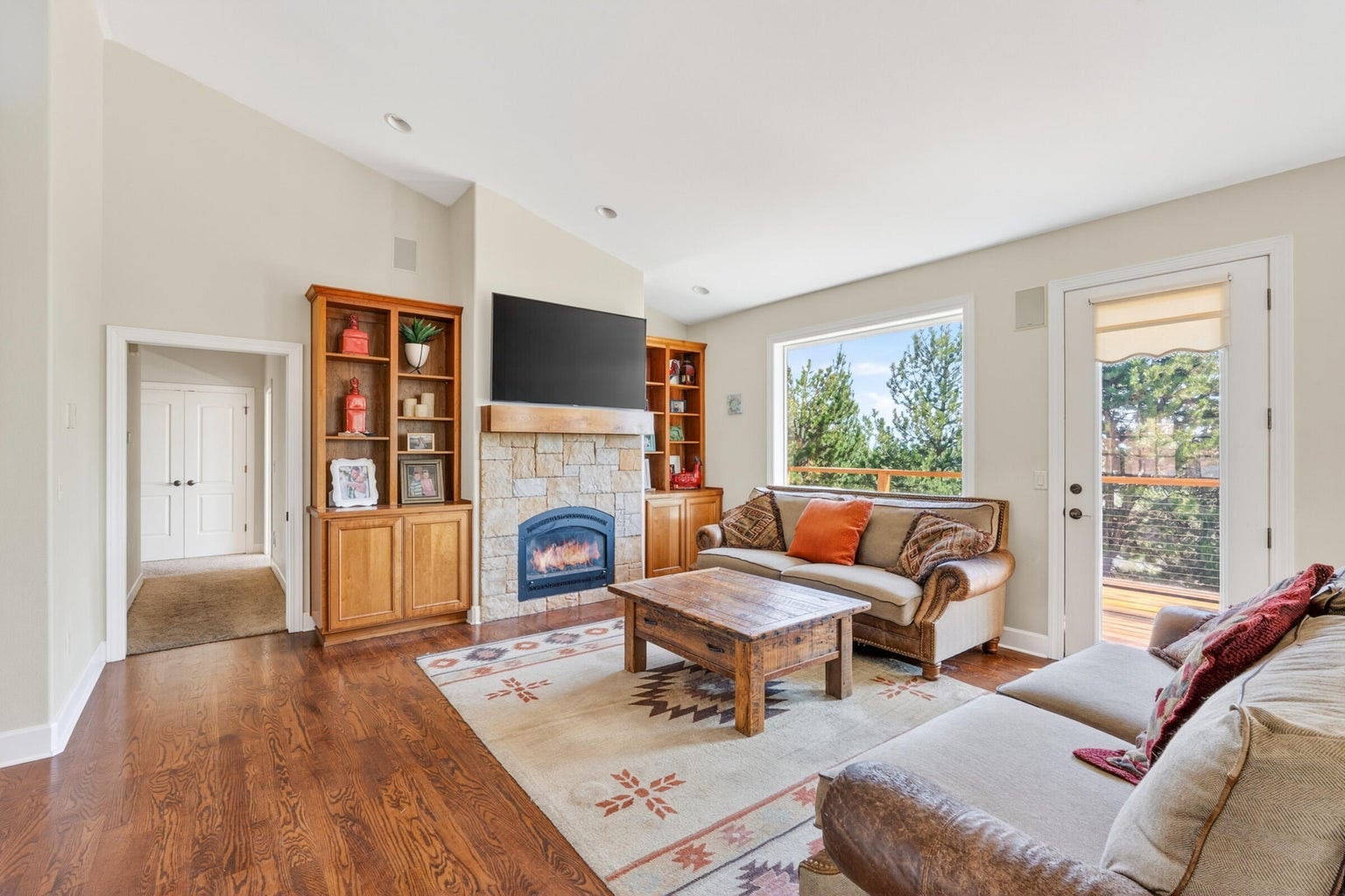 W/Fireplace and built-in cabinets