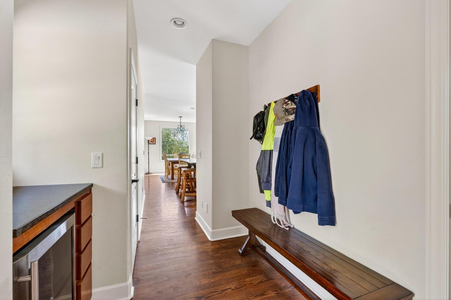 "Mud room" with wine fridge