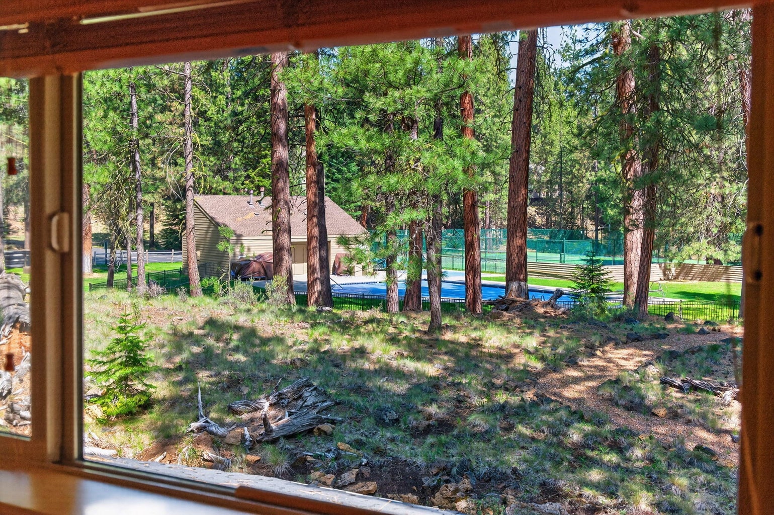 View of South Meadow Pool and Tennis Courts from Kitchen Window