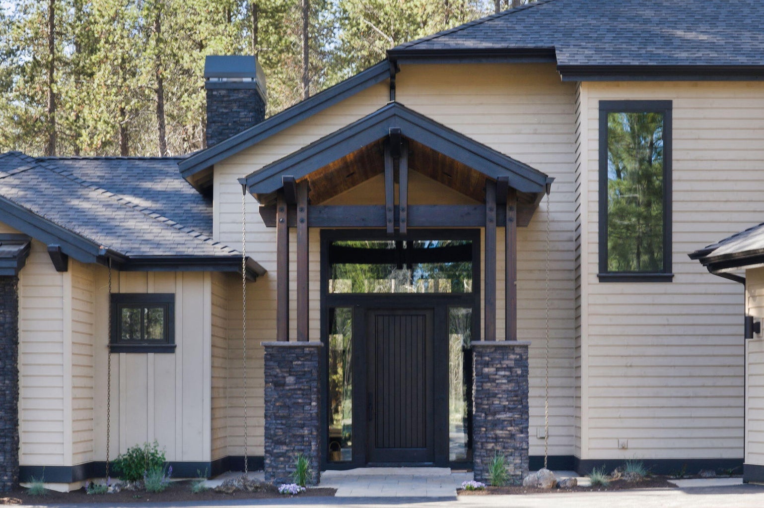 Custom stone exterior accents in both front and back