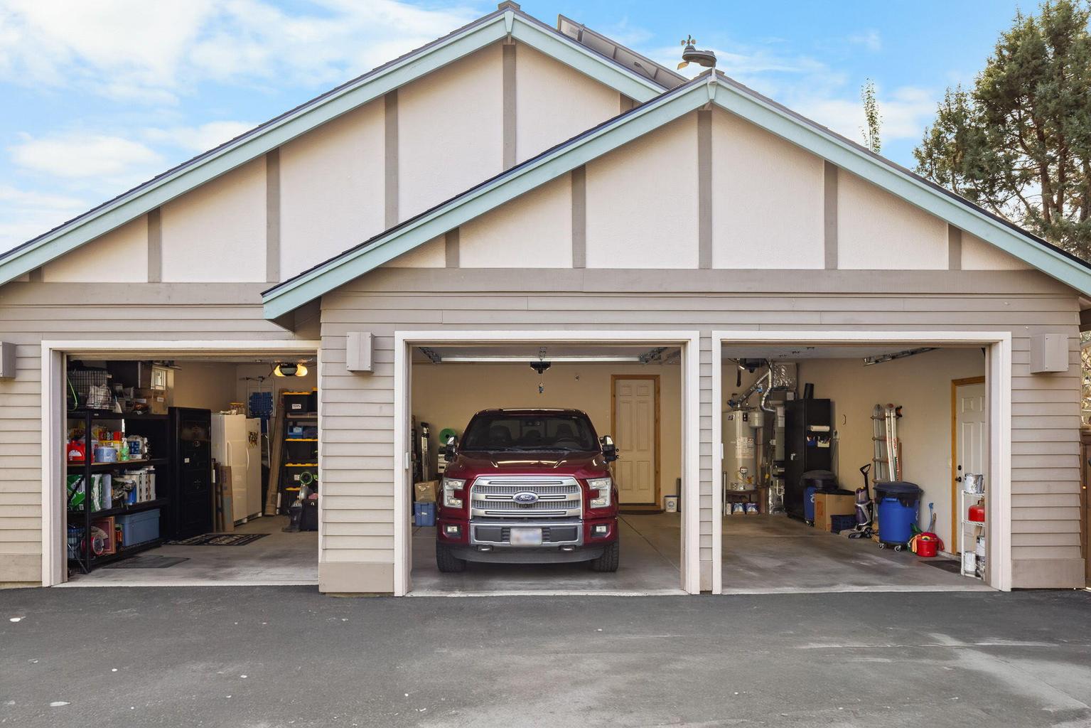 Garage provides lots of storage and has some floored attic above.