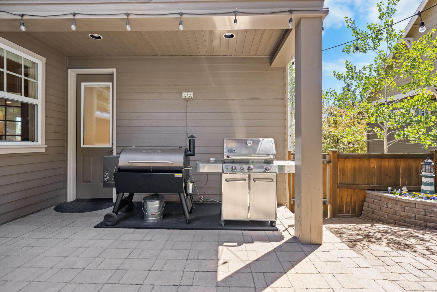 Plenty of room for 2 grills under covered area