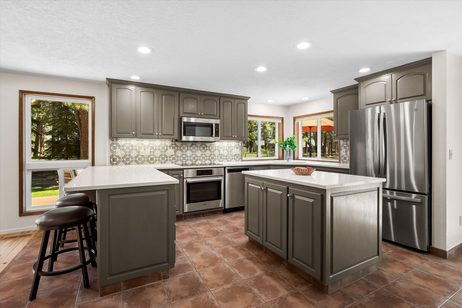 Beautifully updated kitchen with new range, dishwasher and microwave in 2022