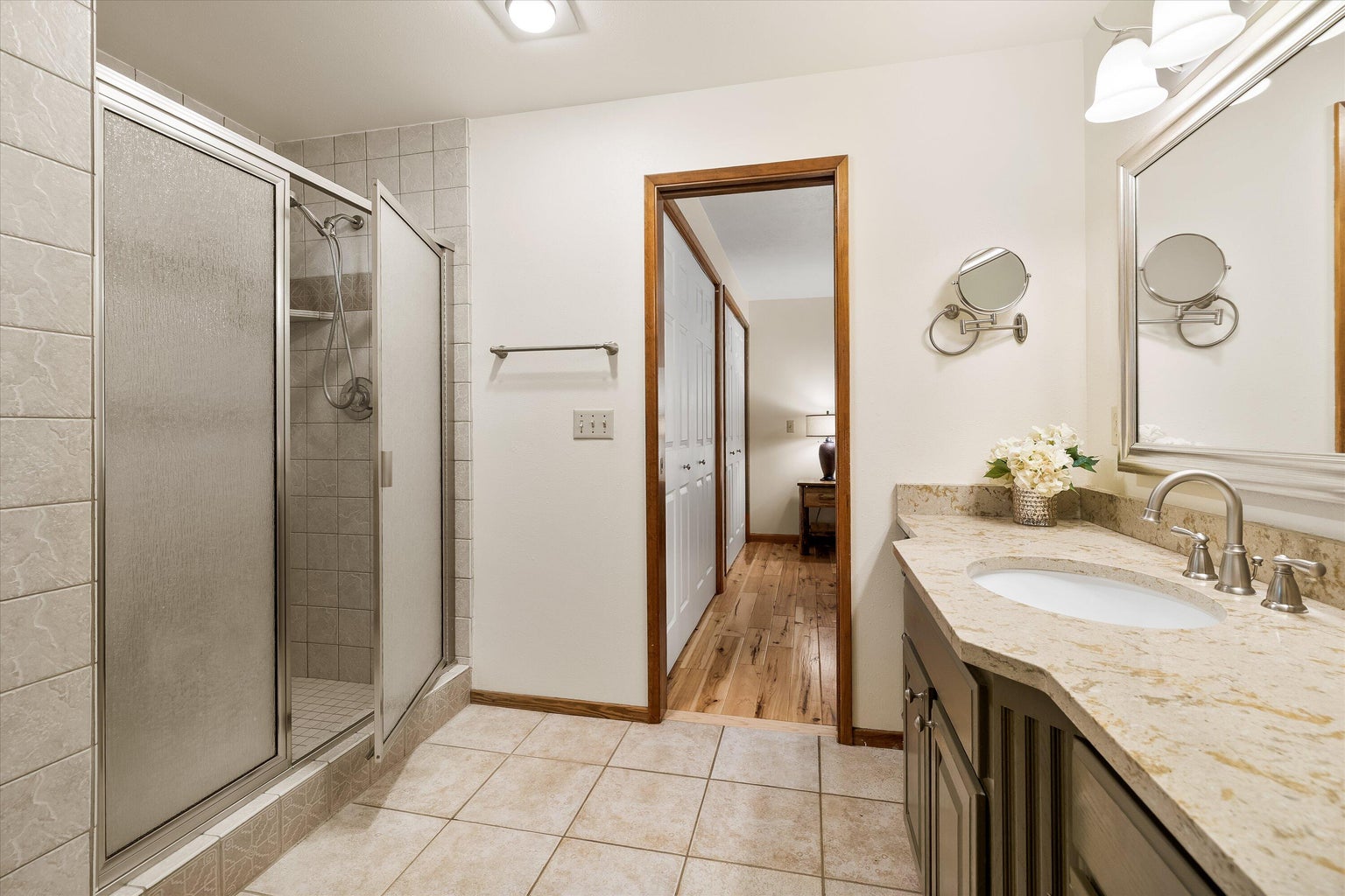 Tile flooring and shower