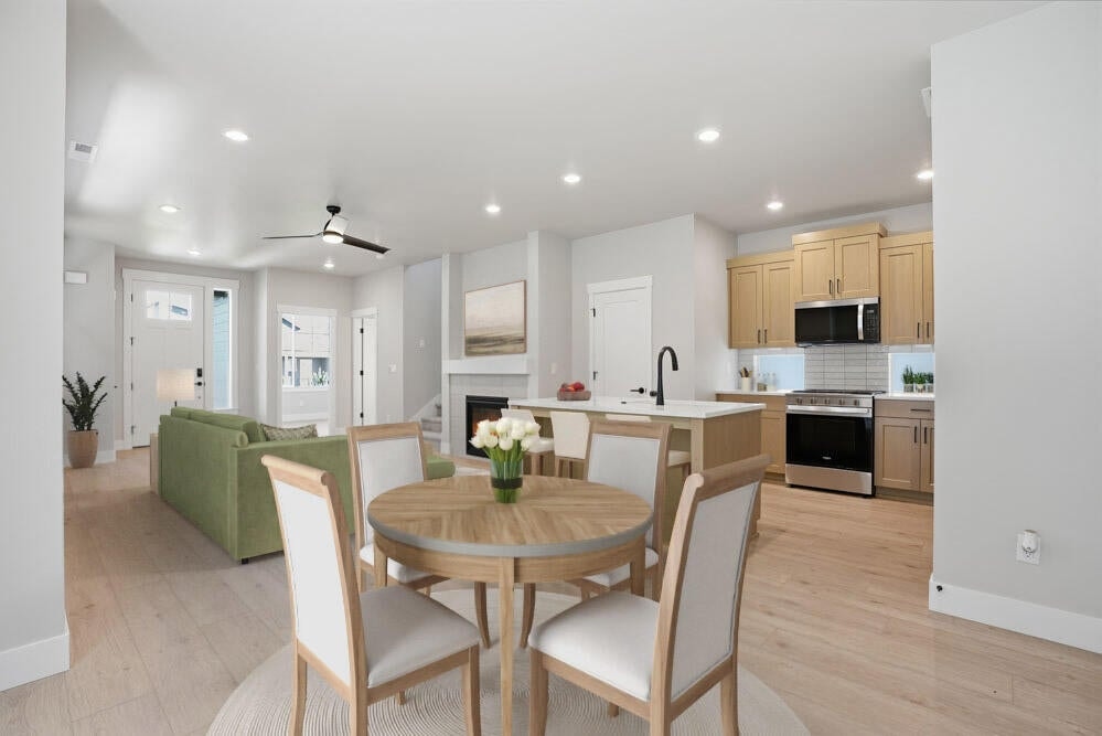 Subject property - virtual staging of dining to kitchen areas