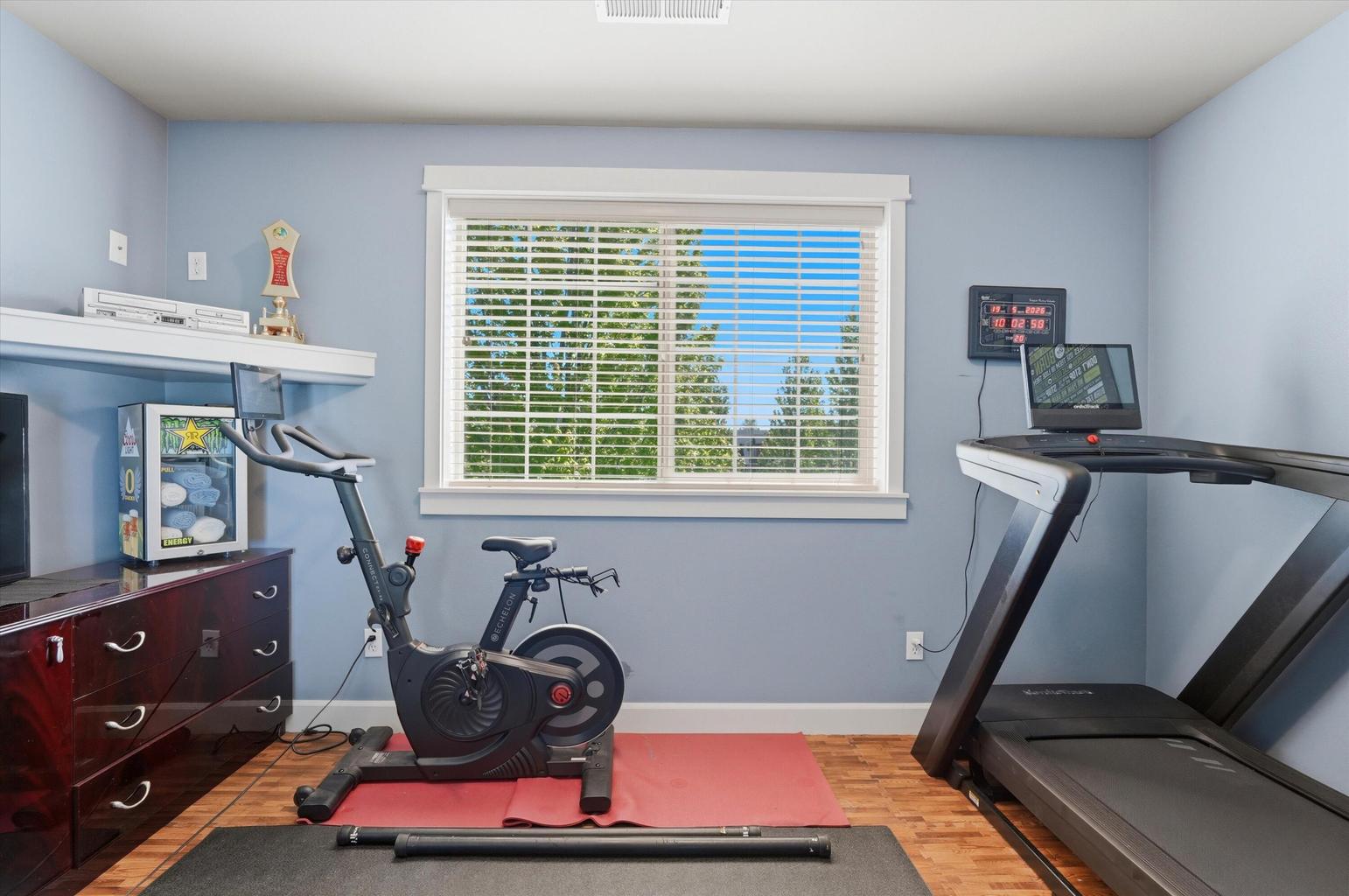 Attached Flex space currently used as a workout space, could be a nursery or office space, or extended closet space