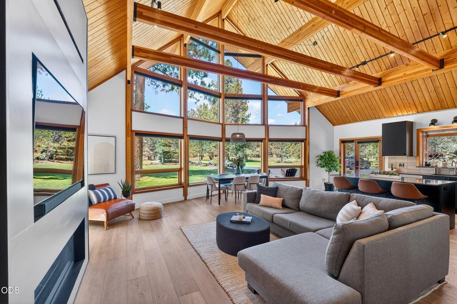 Amazing windows bring light into the great room all day