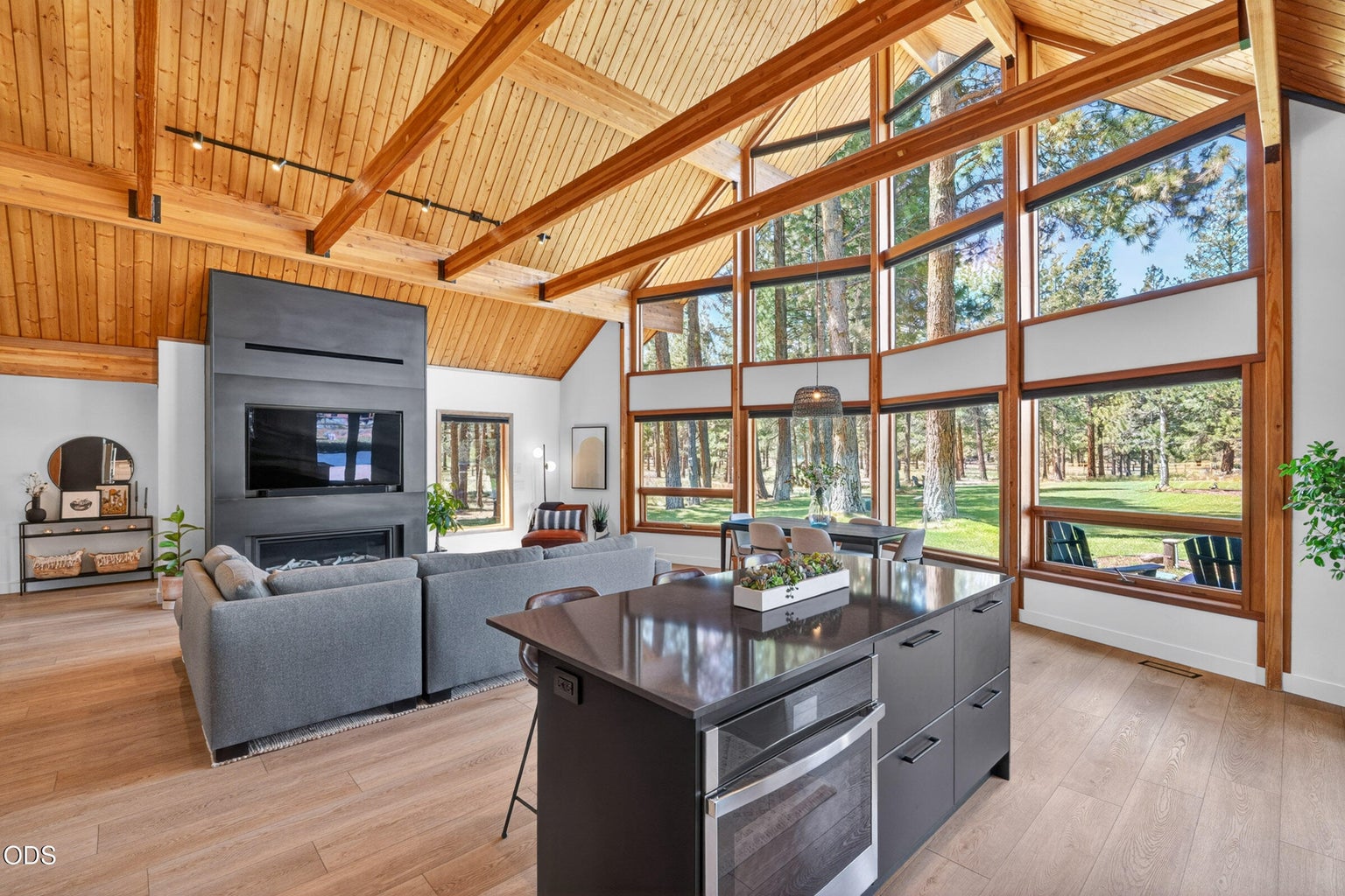 Amazing windows bring light into the great room all day