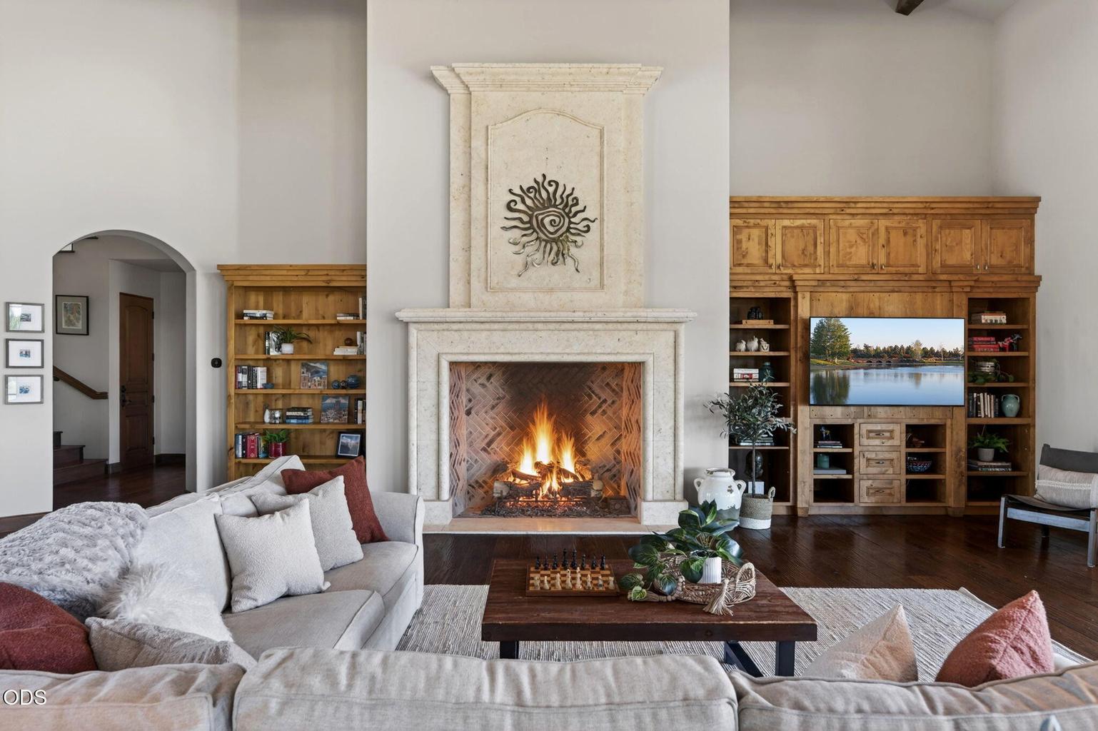 Great room with wood-burning fireplace