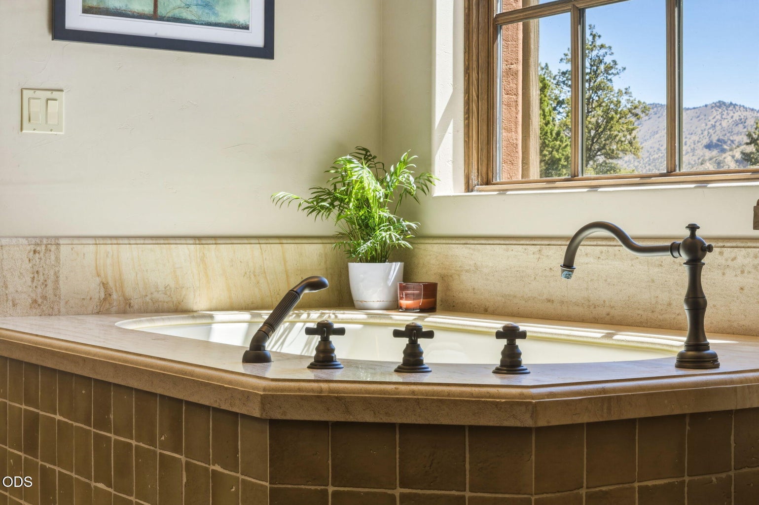 Guest ensuite soaking tub and mountain views