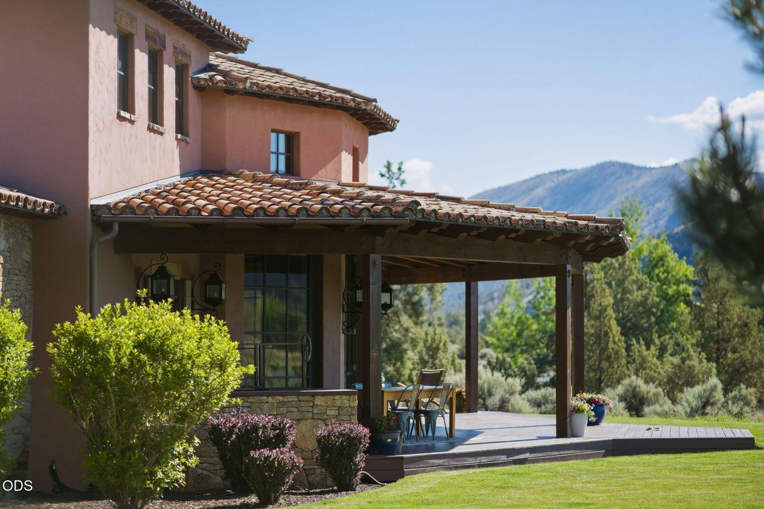 Back of home and outdoor living areas