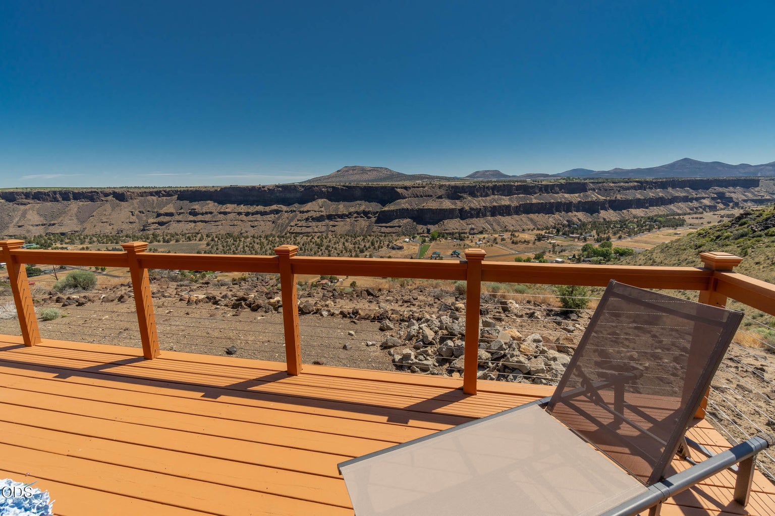 Views extend beyond the canyon to the farm fields of Culver.