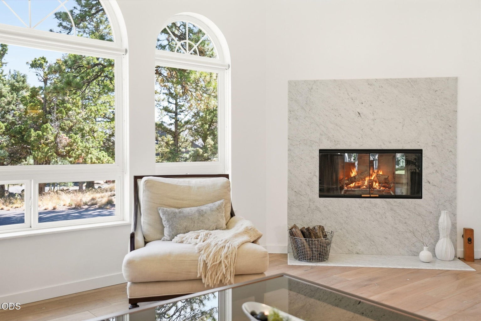 Carrara marble fireplace slab.