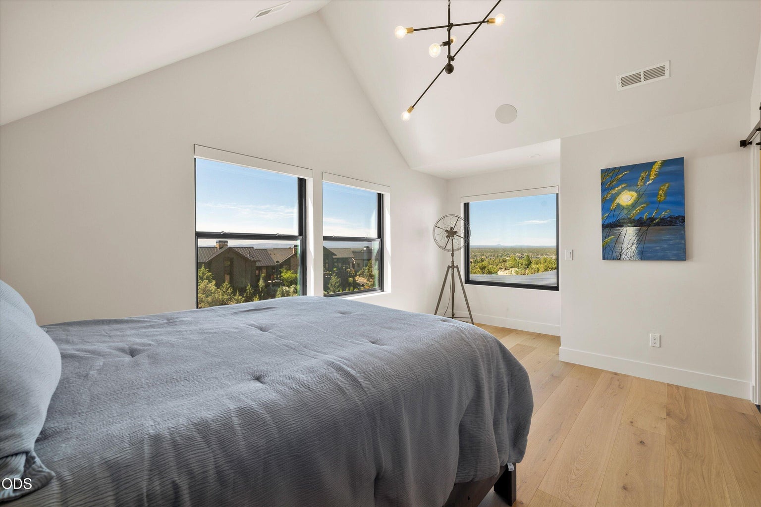The first guest bedroom frames more amazing views from a higher vantage point