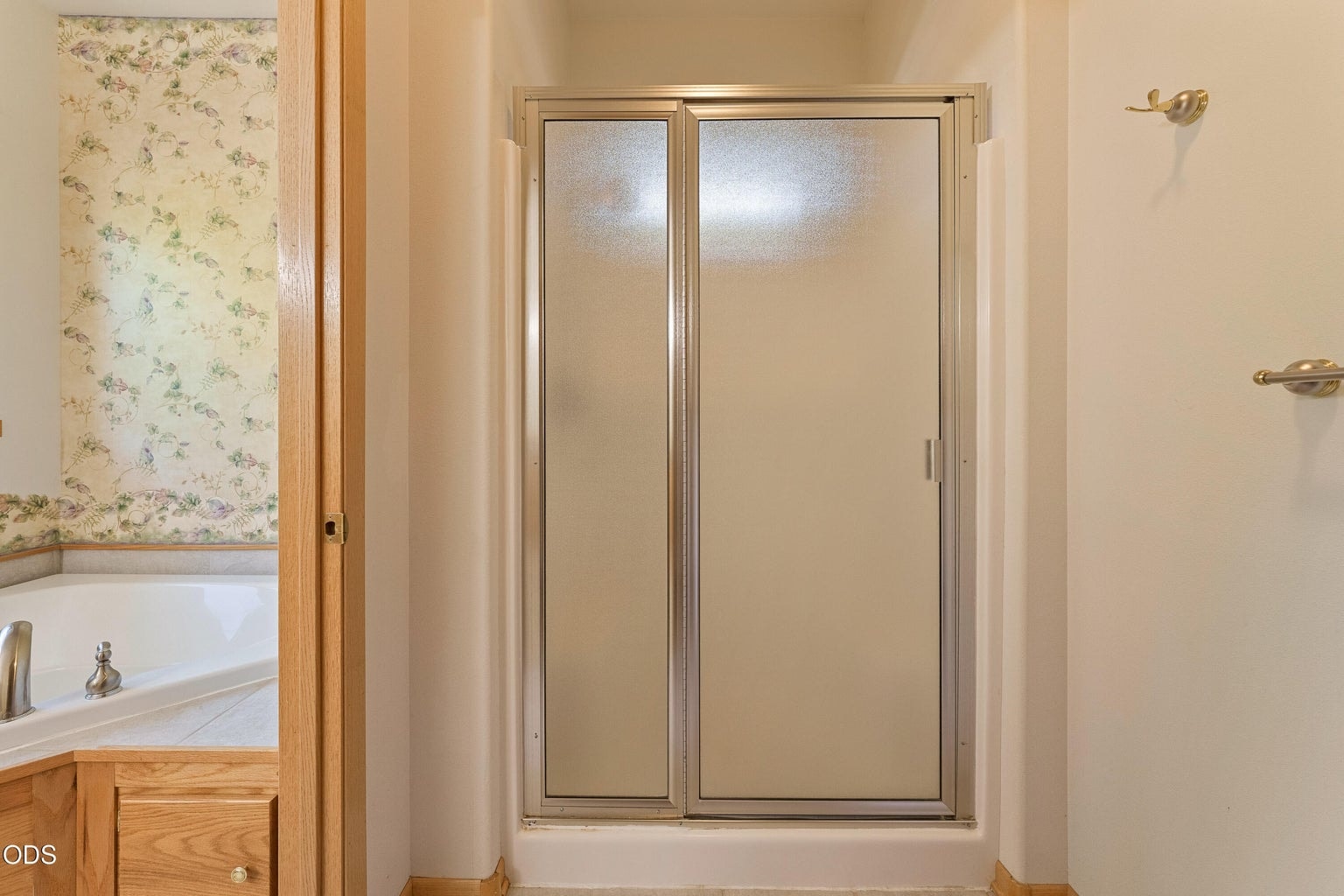 Separate shower area.