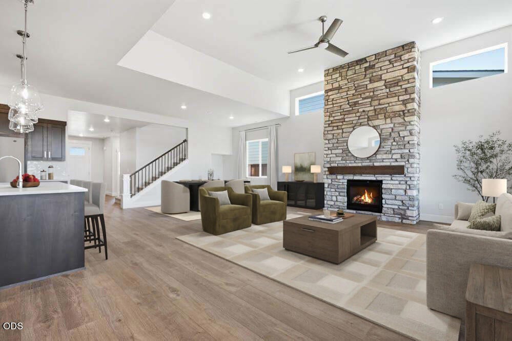 Subject property greatroom with virtual staging.