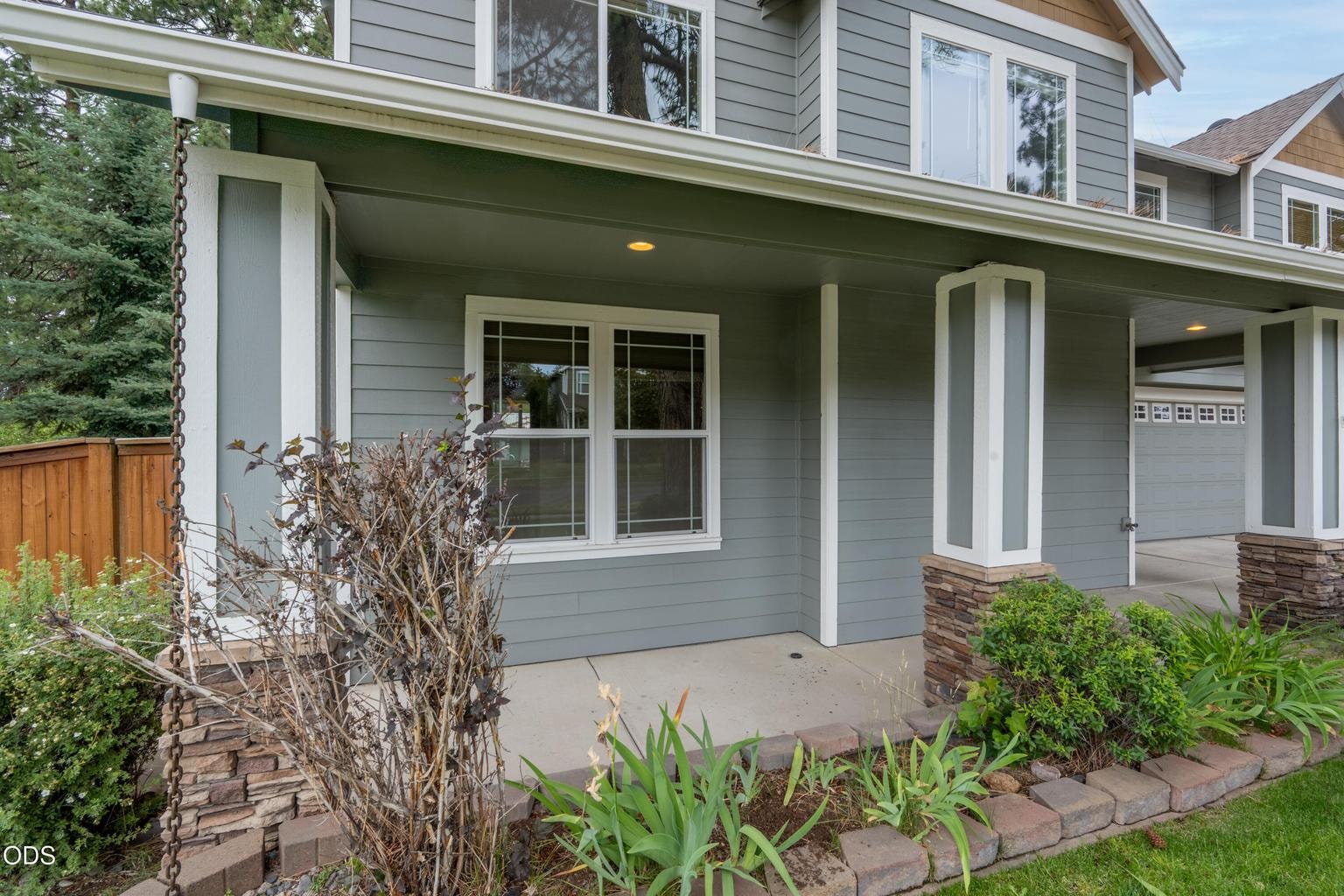 Large covered front patio area