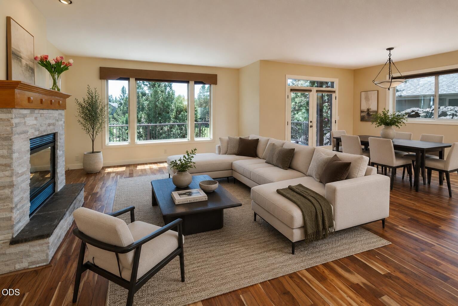 great room virtually staged